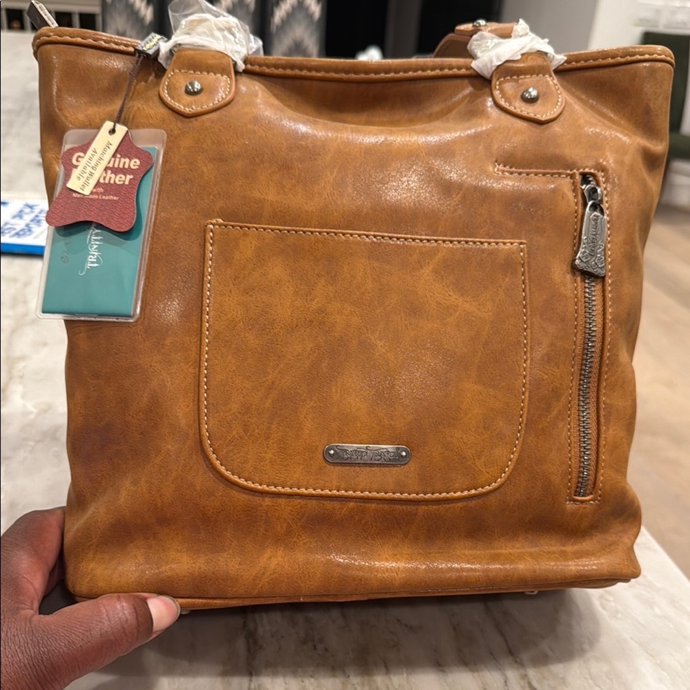 Genuine Leather Tan Tote Bag